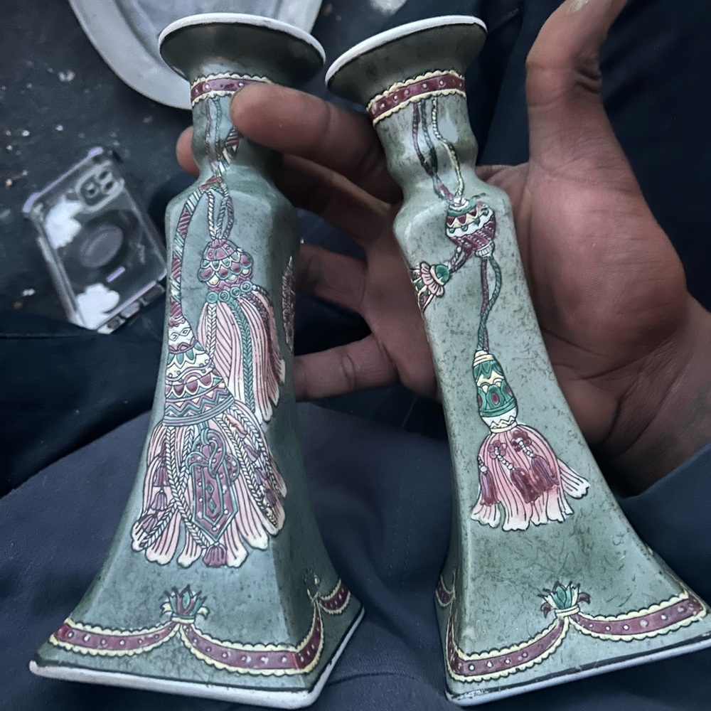Vintage Chinoiserie Candle Holders